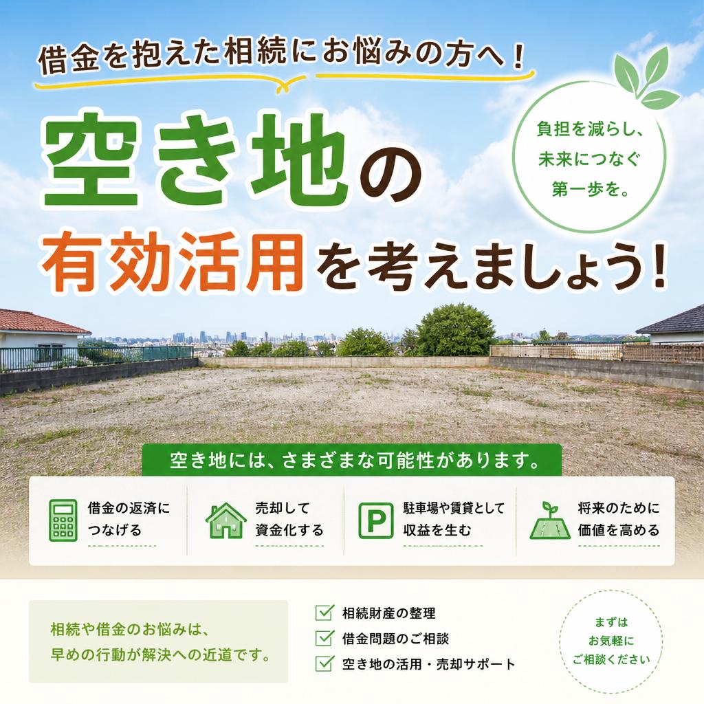 相続の相談｜借金を抱えた相続にお悩みの方へ！空き地の有効活用を考えましょう！｜尾張で不動産売却をお考えなら住まいプラザへ